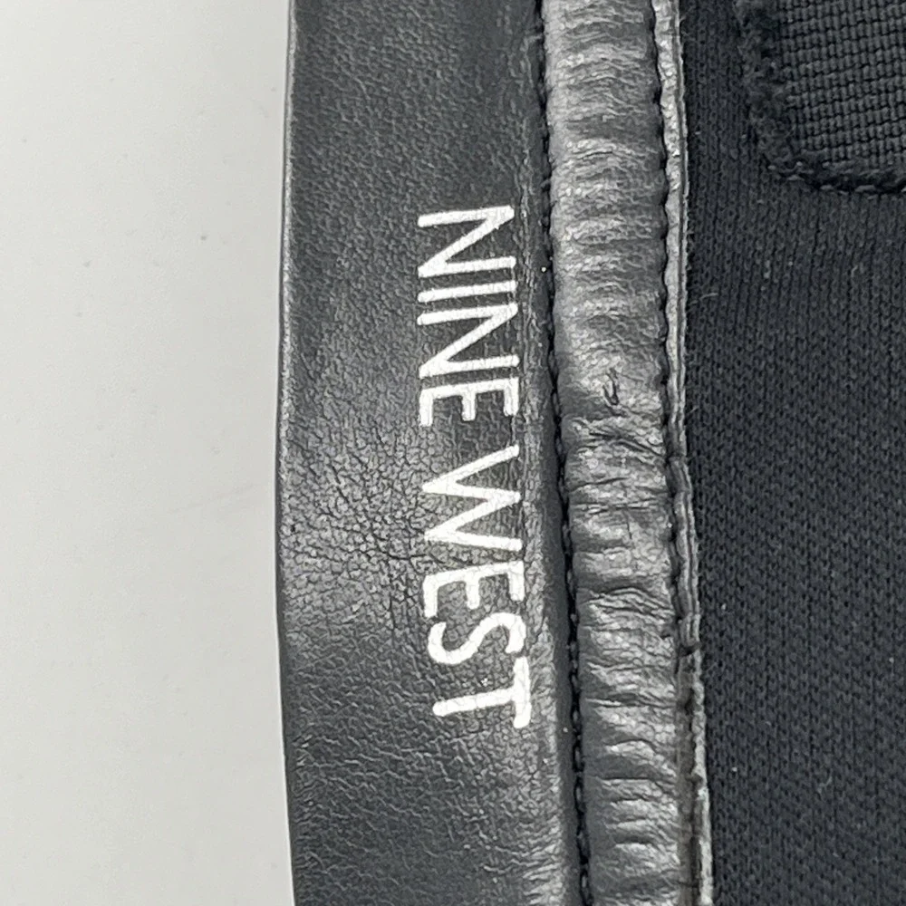 Nine West Knee High Leather Tall Dress Boots Black 9 Mid Heel Side‎ Zip Alysia